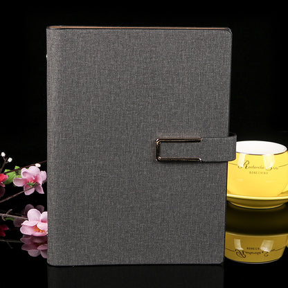 Cloth Grain PU Leather/A5 Notepad W/A Pen Hold & Card Holder