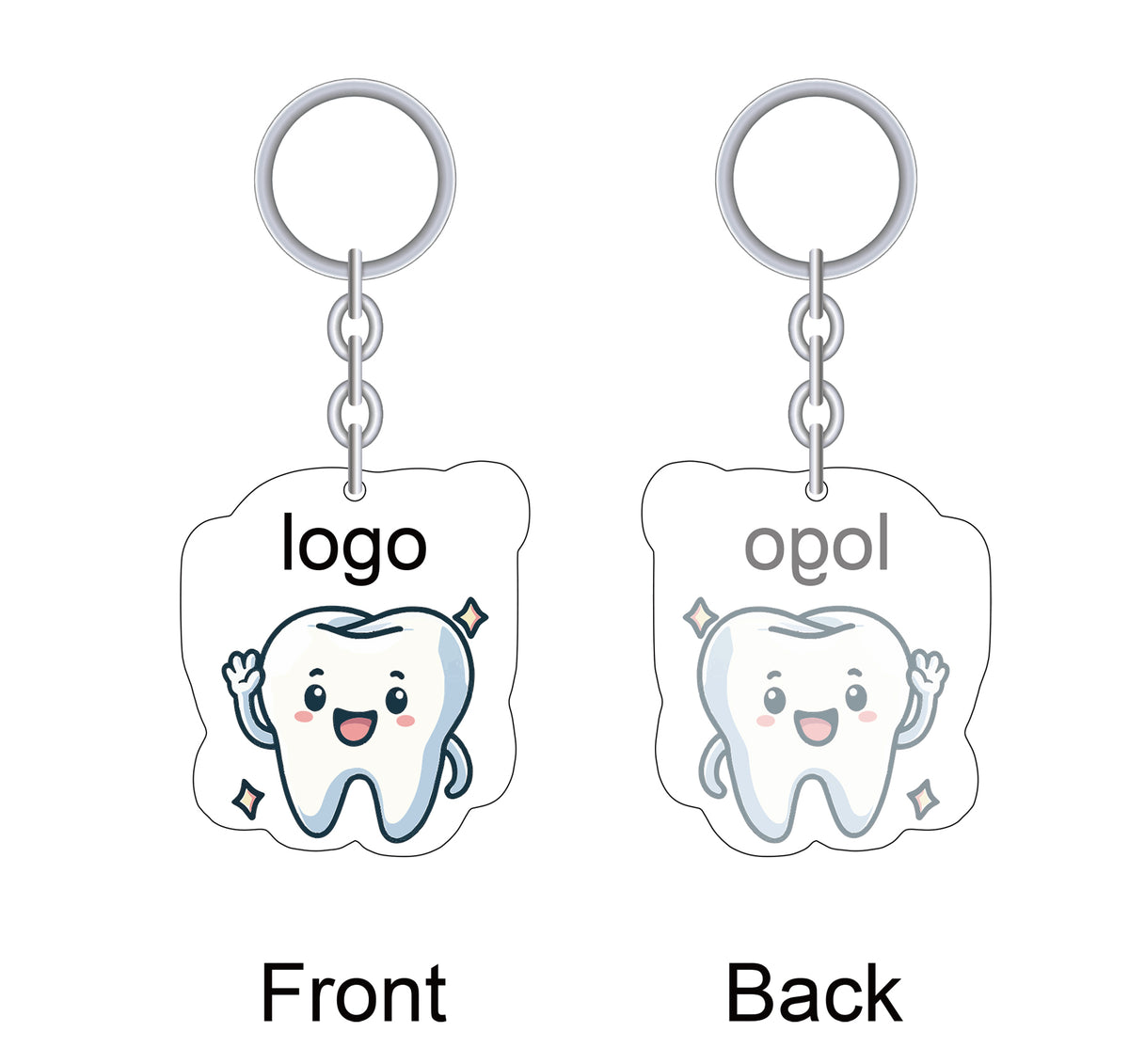 Acrylic Tooth-Shaped Keychain