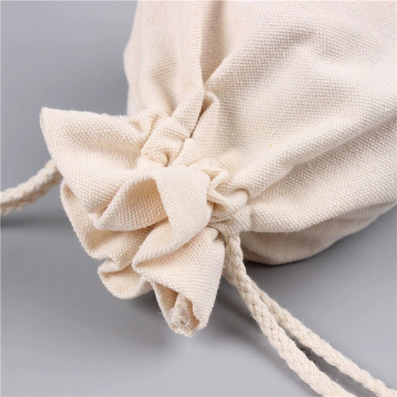 Custom 4" X 5.9" 8 Oz Cotton Canvas Cloth Drawstring Bags Jewelry Wedding Candy Gift Bags