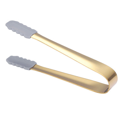 5.1" 304 Stainless Steel Ice Tongs w/Silicone (Gold & Rose Gold & Rainbow & Black)