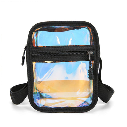 Iridescent PVC Shoulder Bag Clear Bag Crossbody Bag W/Strap Stadium Approved Bag