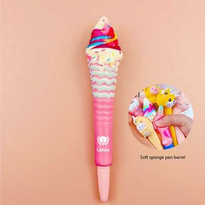 Summer Ice Cream Stress Reliever Pen 2" 1 Squeeze Toy Pen PU Foam Gel Ink Pen