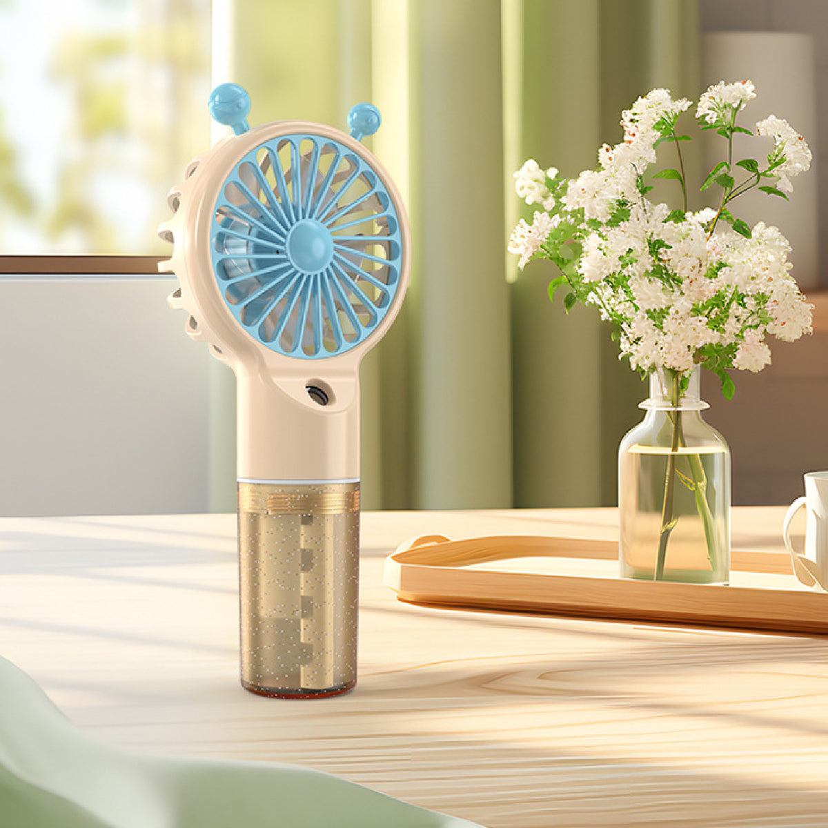 Cute Snail Portable Hand held Misting Fan Summer Spray Fan W/Water Tank