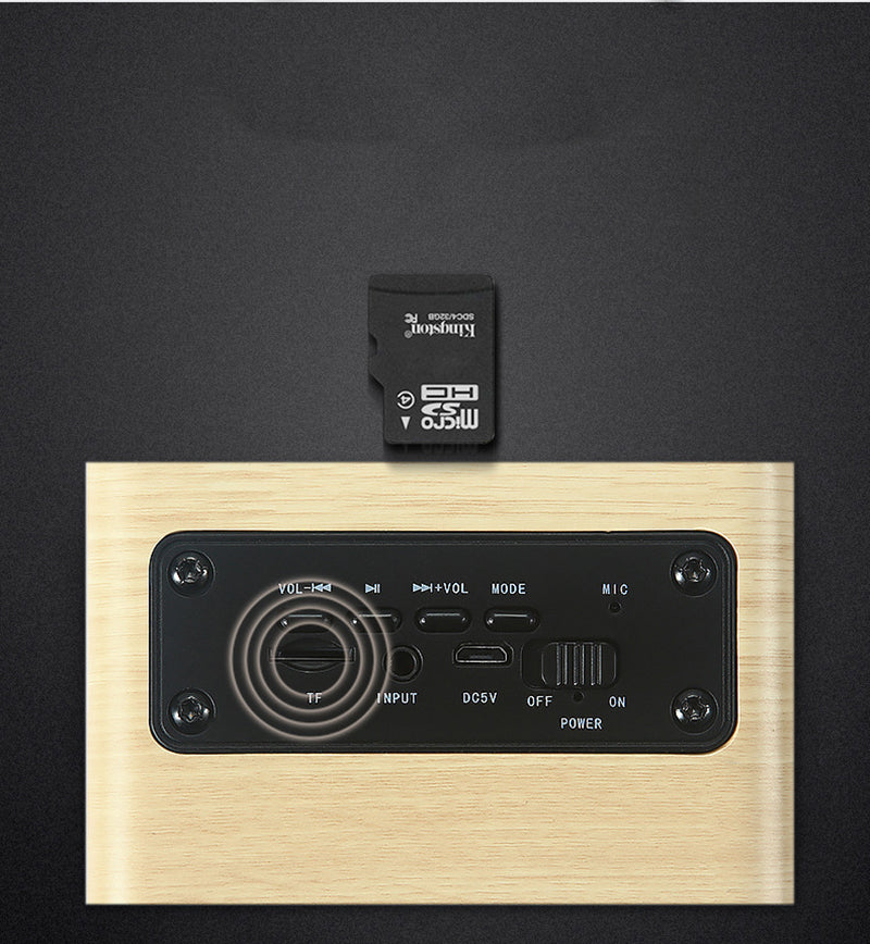 Stereo Sound Wood Fabric Square Wireless Speaker