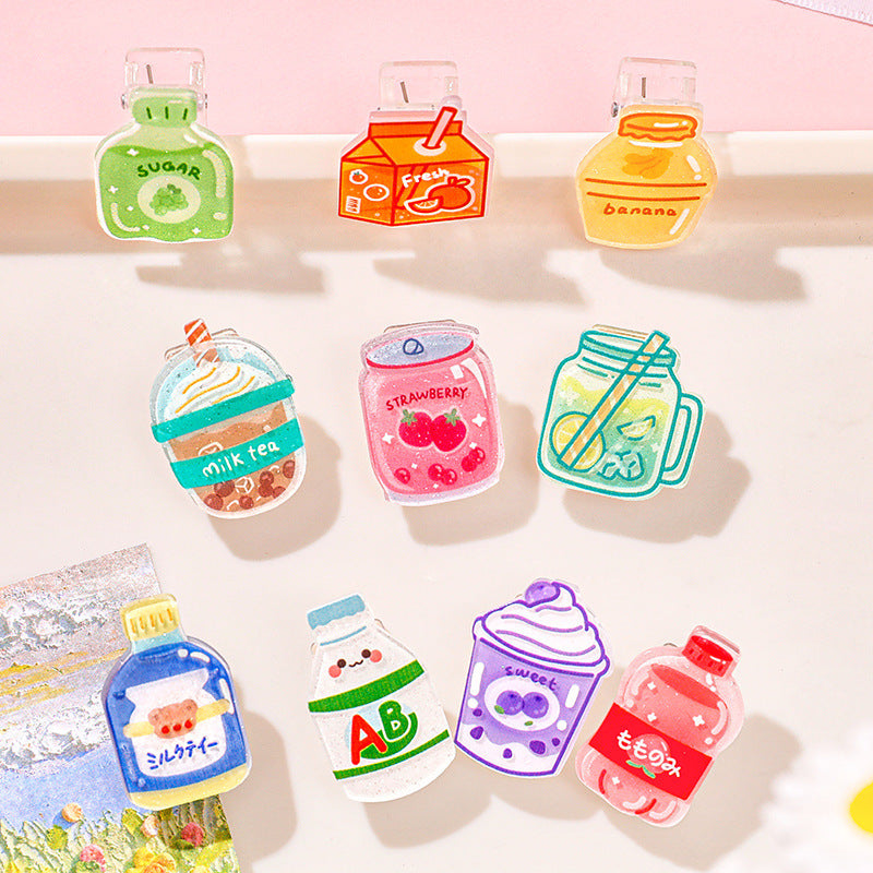 Beverage Can Shaped Acrylic Album Memo Clip Bag Binder Sealing Clip Food Bag Clamp-Two Sides Imprint