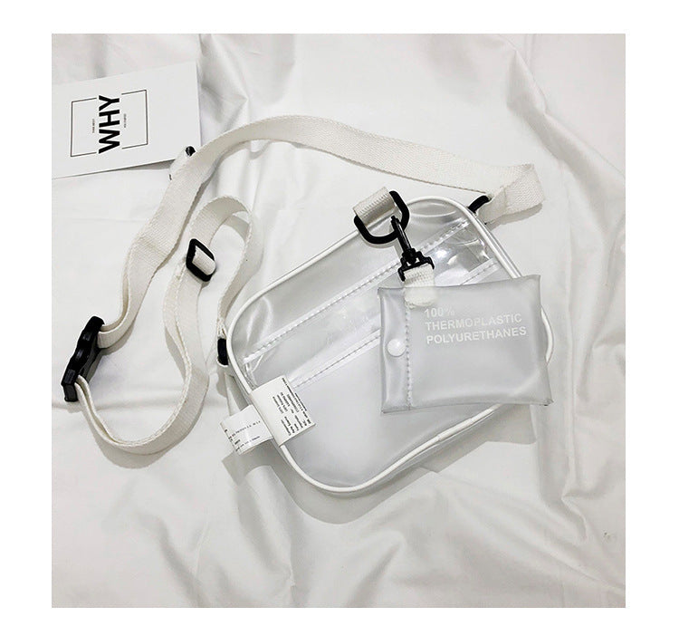 PVC Crossbody Bag Transparent Single Shoulder Bag W/One Separate Pouch