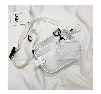 PVC Crossbody Bag Transparent Single Shoulder Bag W/One Separate Pouch