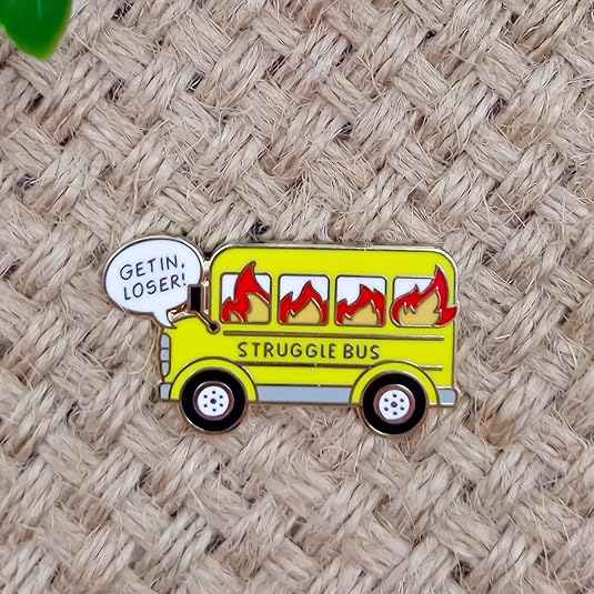 Custom Burning Bus Badge Pin Cute Enamel Lapel Pins Brooch Pin Badge Plated Badge for Clothing Bags