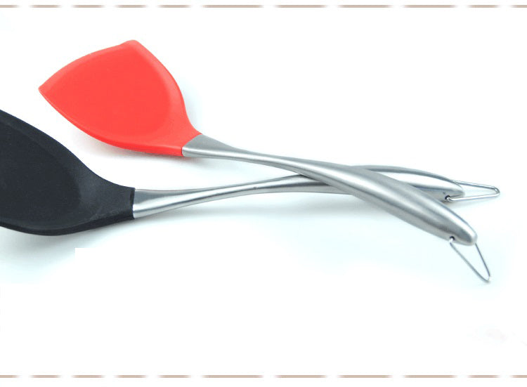 Silicone Solid Turner W/Stainless Steel Handle-Heat Resistant Silicone Tools Non-Stick Cookware