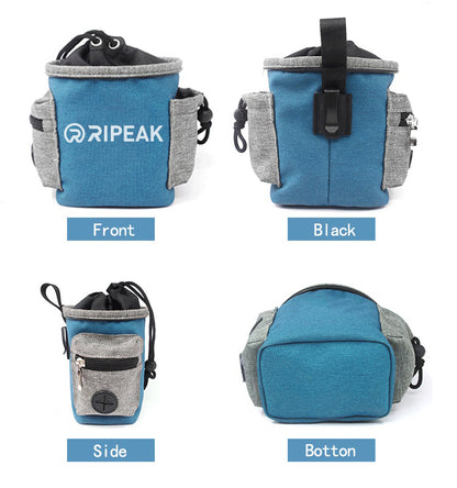 Multifunction 600D Oxford Dog Treat Bag Snack Pouch W/Built-in Poop Bag Dispenser