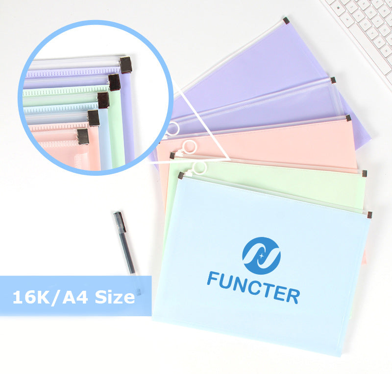 Colorful Zip Plastic Envelopes A4 Zipper Document Folder Letter File Folders Expanding Envelope