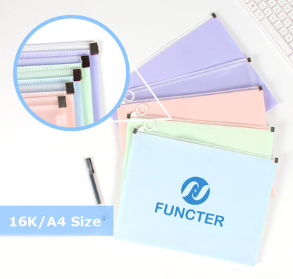 Colorful Zip Plastic Envelopes A4 Zipper Document Folder Letter File Folders Expanding Envelope