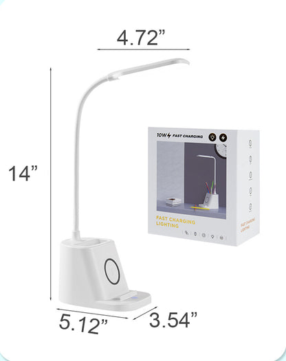 Eye Caring LED Dimmable Desk Lamp Pen Holder With Wireless Charger