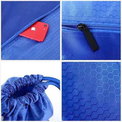 Waterproof Draw String Back Sack with Zip Pocket-Size S