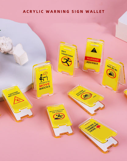 Warning Sign Shaped Acrylic Album Clip Bag Binder Sealing Clip Food Bag Clamp-Two Sides Printing