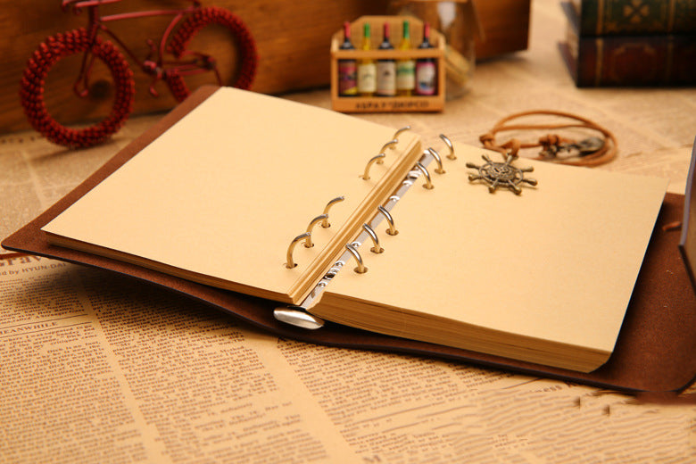 A6 PU Leather Journal Retro Style Binder Notebook Captain's On-the-go Notebook