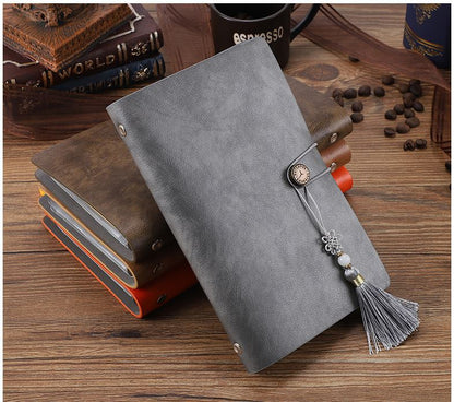 Retro A6 PU Leather Journal Daily Notebook With Clear Card Slots And Zippered Bag