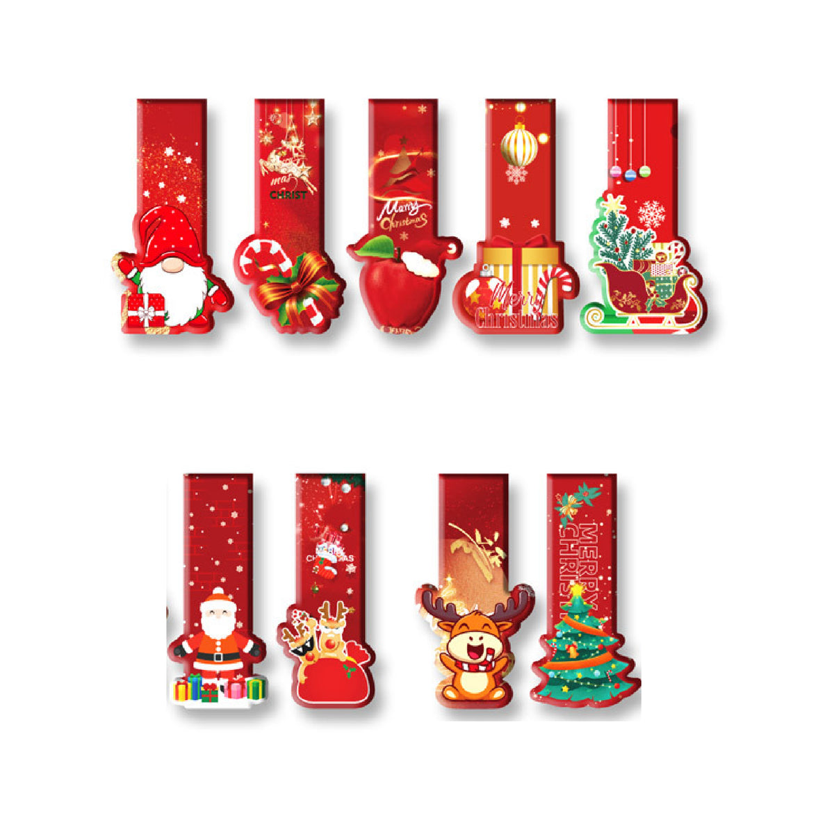 Merry Christmas Magnetic Bookmark Magnetic Clip Custom Shape Bookmark Santa Claus Snowman
