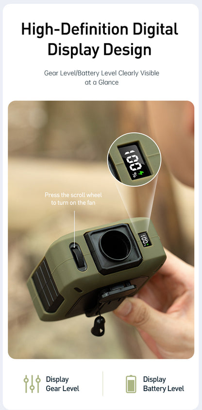 Wearable Waist Clip Fan, Portable Fan W/ LED Battery Display