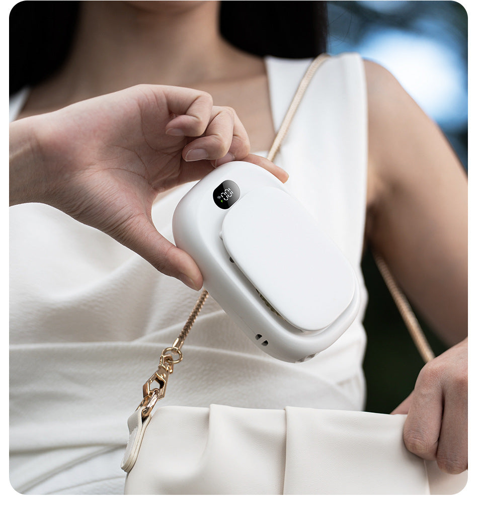 Wearable Neck & Waist Mini Fan, Rechargeable Personal Fan W/ LED Display