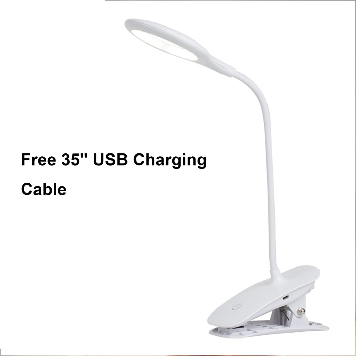 3-level Brightness LED USB Rechargeable Touch Control Reading Clip Desk Lamp