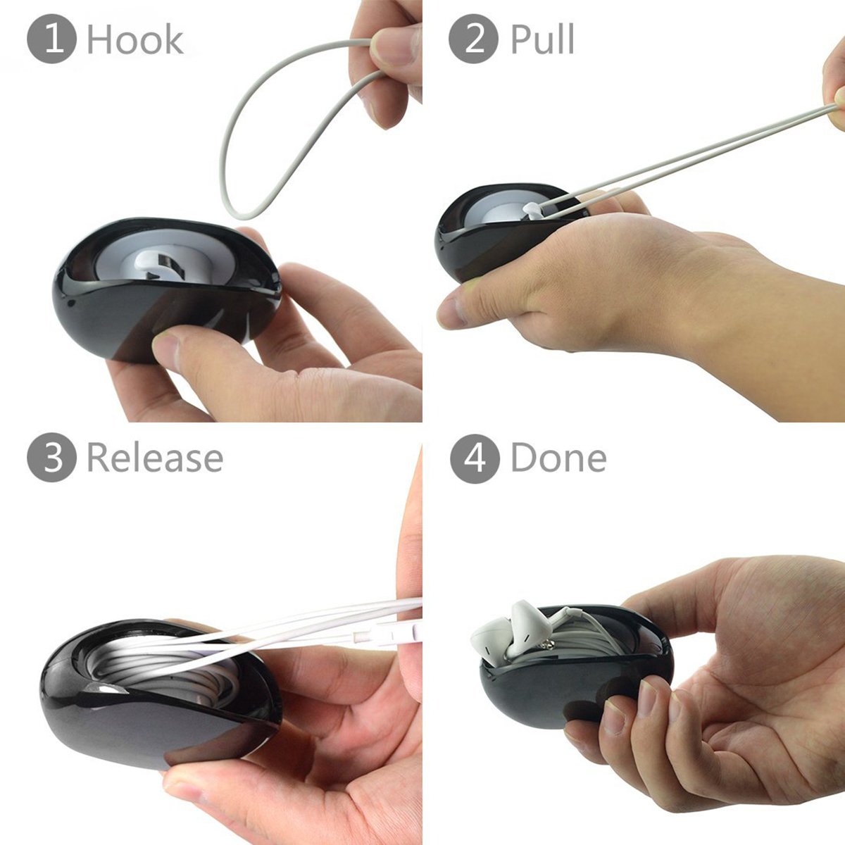 Automatic Wire Cord Winder Roll Earphone Cable Wrap Headphone Cable Holder Cable Case(Small Size)