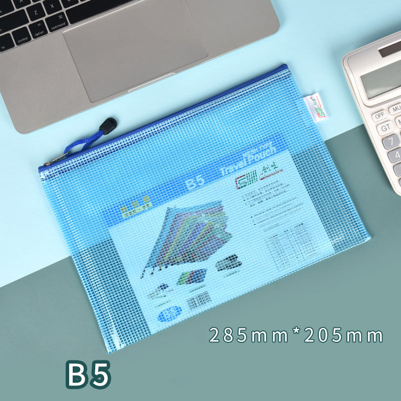 B5 Size Mesh Zipper Pouch Document Holder Bag File Document Pouch For School Office