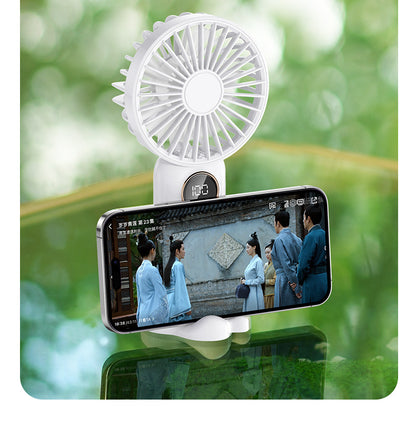 Rechargeable Mini Fan Handheld Fan Desktop Fan With Battery Display Phone Stand