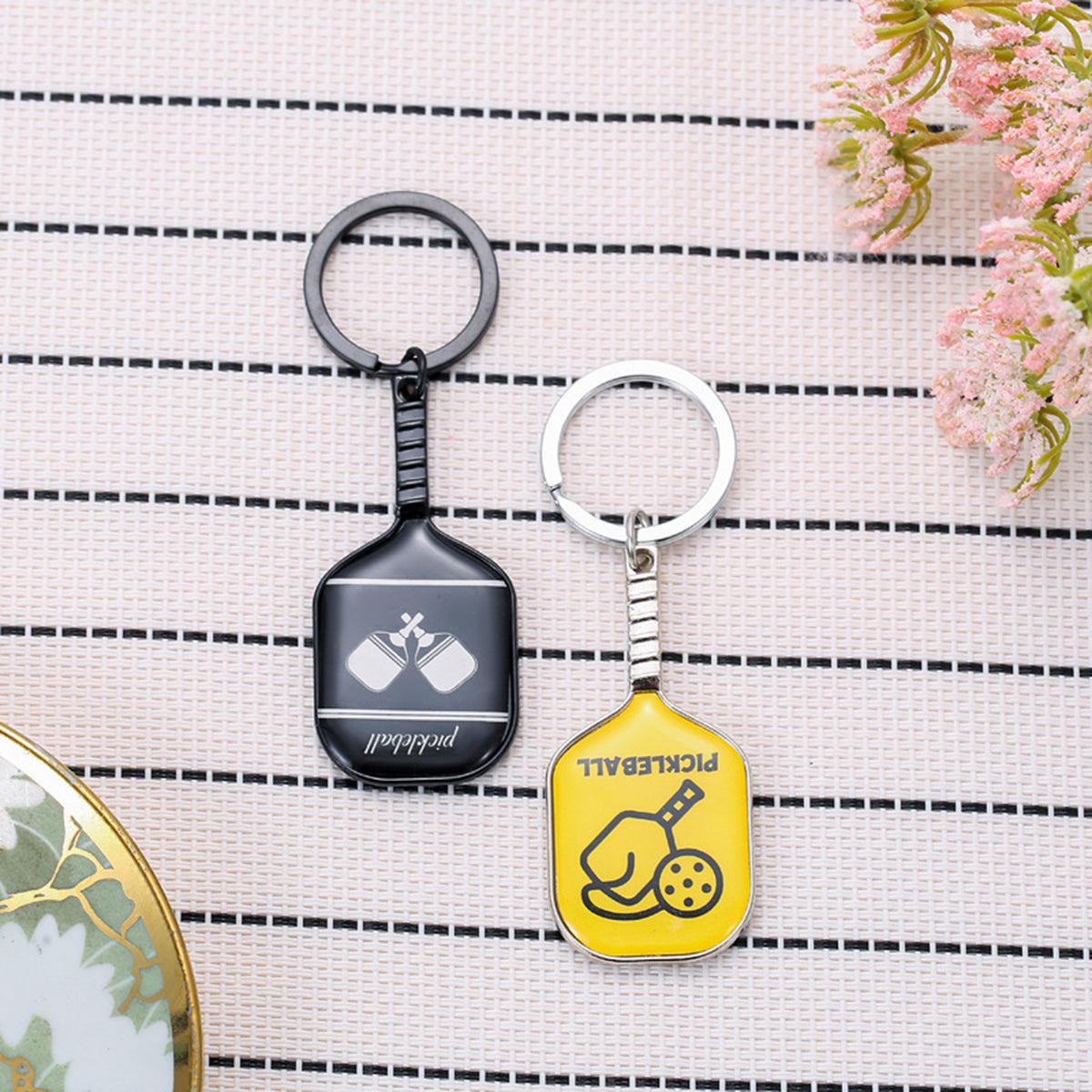 Mini Stainless steel Keychain Pickleball Paddle Pendant