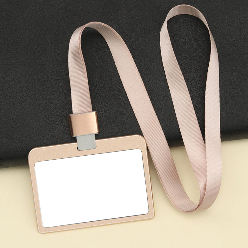 Horizontal Aluminum Badge Holder ID Card Holder With Polyester Lanyard