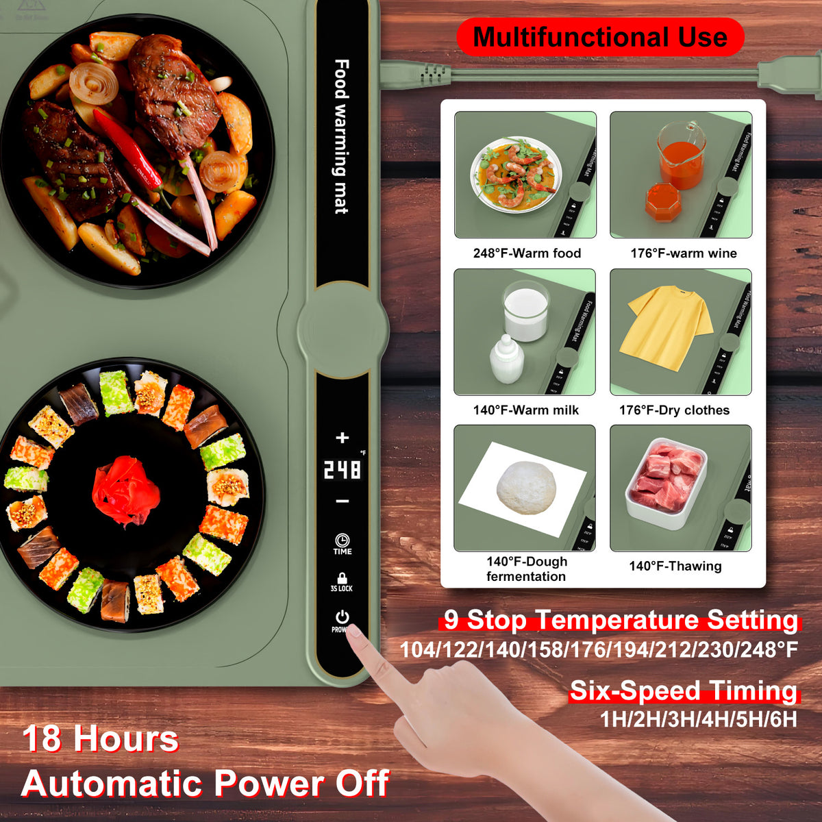 Food Warming Mat Electric Warming Tray Roll Up Food Warmers for Parties Buffet-Large Size