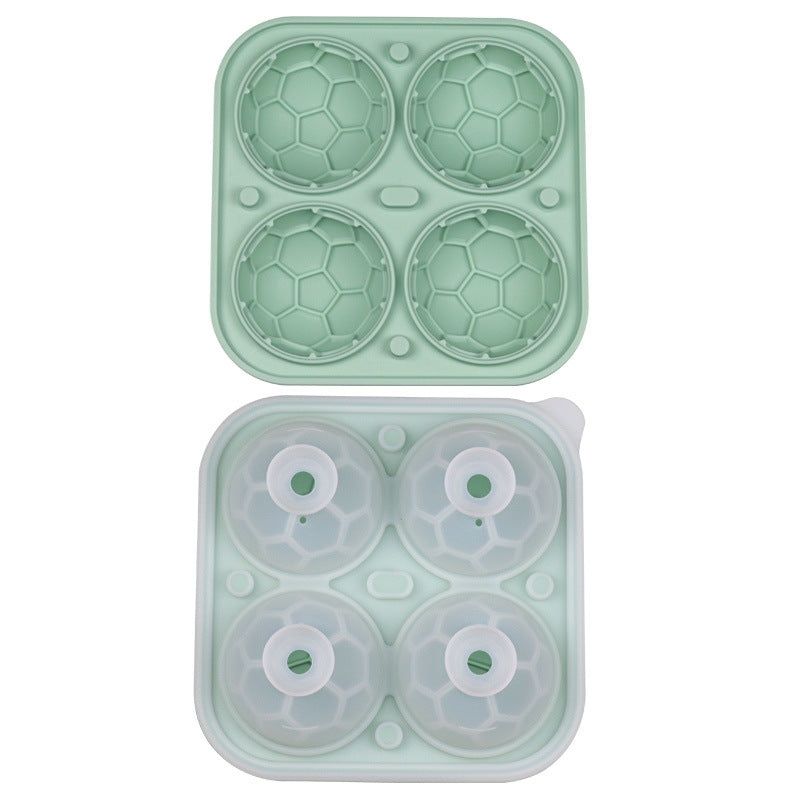 Sports Ball Soccer Shaped Silicone Ice Ball Mold W/ Ice Cube Tray
