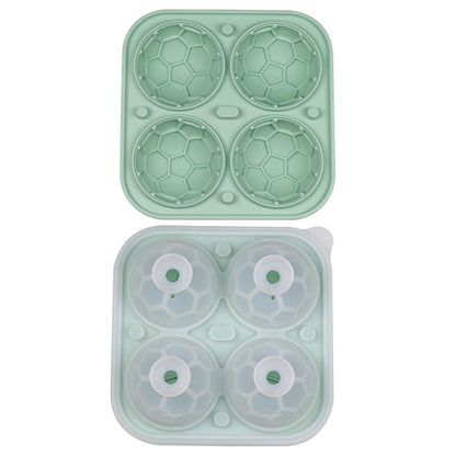 Sports Ball Soccer Shaped Silicone Ice Ball Mold W/ Ice Cube Tray