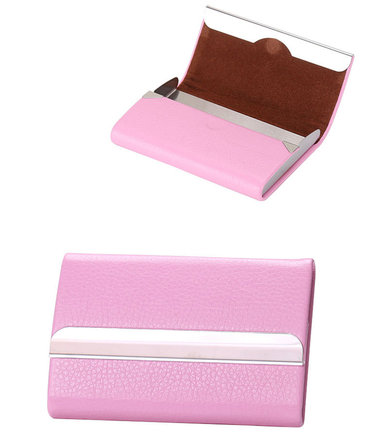 Business Card Cases PU Leather Name Card Holders Stainless Steel Multi Card Holders for Men Women