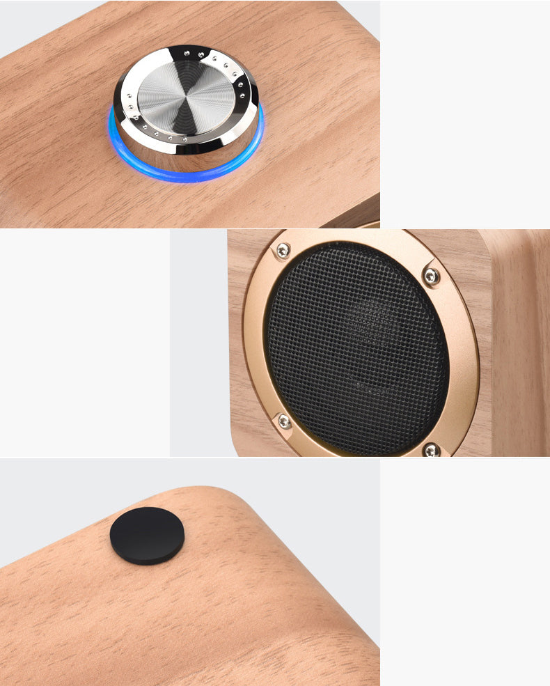 Portable Wood Knob Control TWS Wireless Speaker