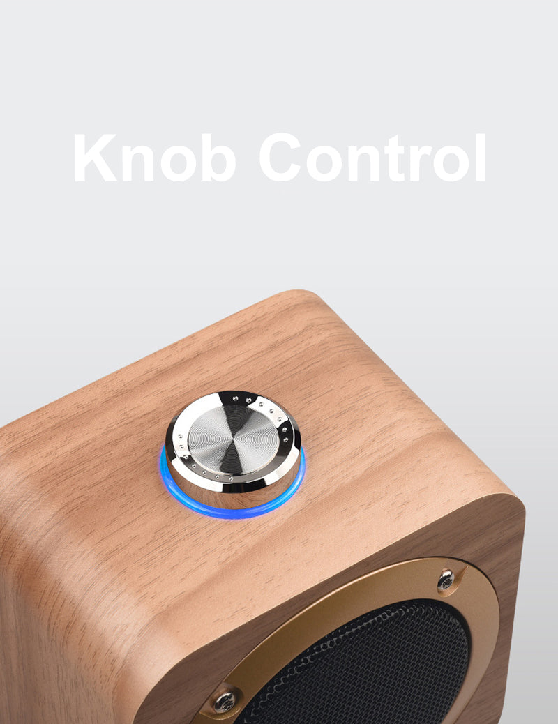 Portable Wood Knob Control TWS Wireless Speaker