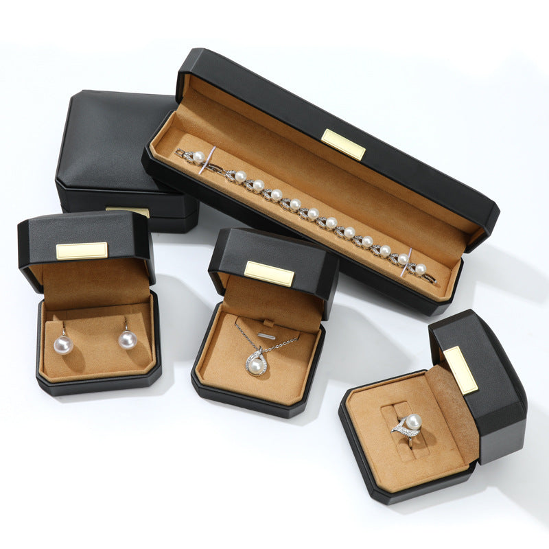 Octagonal Jewelry Boxes PU Leather Jewelry Finger Rings Boxes Jewelry Case for Rings