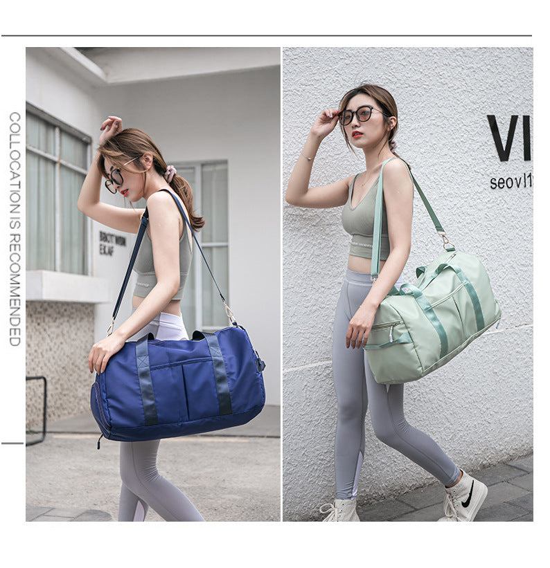 Travel Duffel Bag Sport Gym Bag Nylon Tote Bag Swimming Bag with Shoe Pouch&Wet Pocket