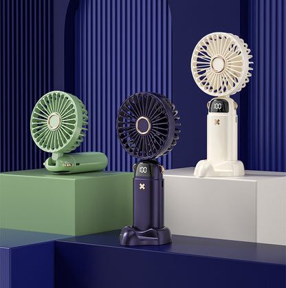 Foldable Mini Handheld Fan Phone Holder With Battery Display Adjustable Wind Speed