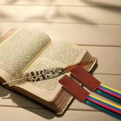PU Leather Bookmark Classic Stitched Bookmark Page Markers Reading Gifts W/ Tassels