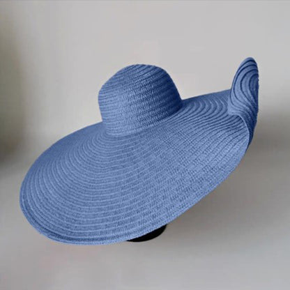 Oversized Beach Straw Hat for Women, Fashion Large Wide Brim Visor Hats Handmade Roll Up Floppy Cap