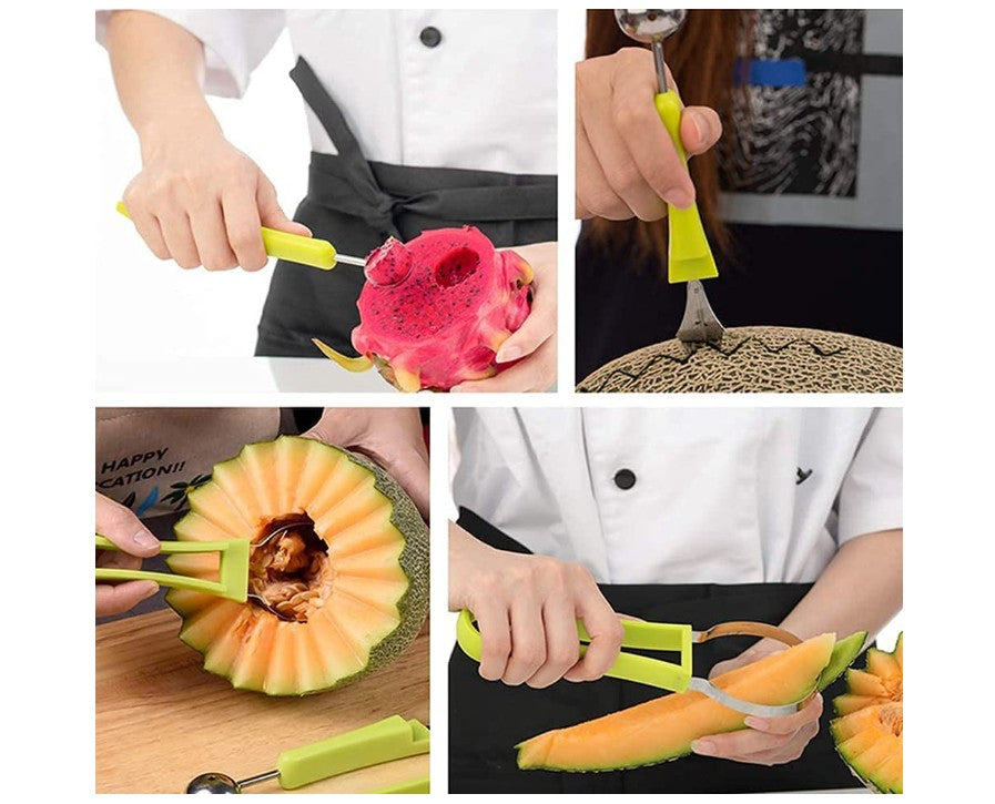 Carespot Melon Baller Scoop Set, 4" 1 Stainless Steel Melon Cutter Watermelon Scooper