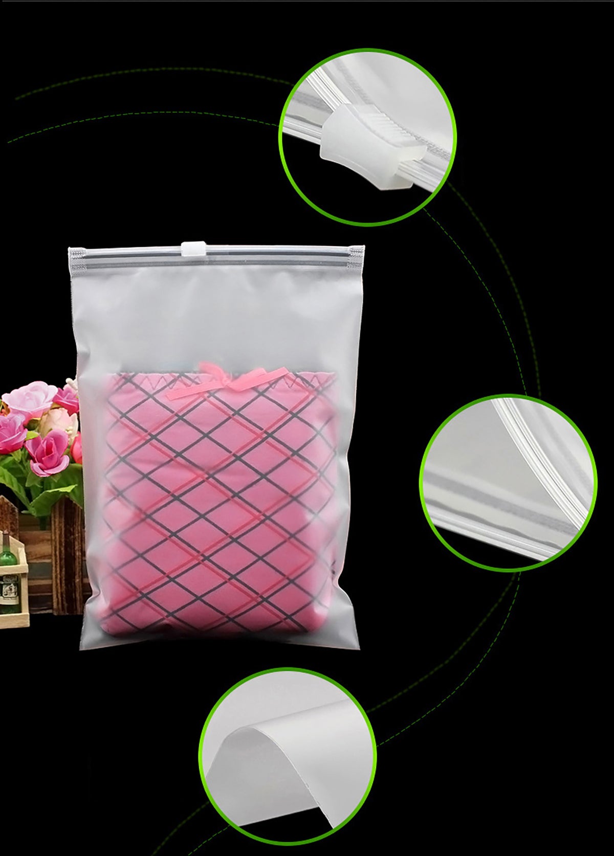 7.9 x 9.9" Matte Frosted Storage Bag Waterproof Zip-Lock Seal Storage Bag Makeup Packing Pouch