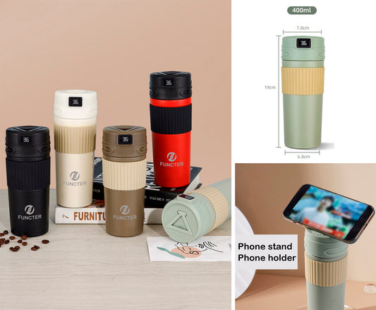 13Oz/400ml Smart LED Water Bottle Vacuum Insulated Bottle Thermal Cup W/ Digital Temperature Display