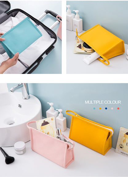 Water-Resistance PU Leather Zippered Toiletry Makeup Bag