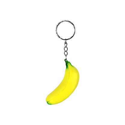 Simulated Banana Stress Reliever Ball Keychain