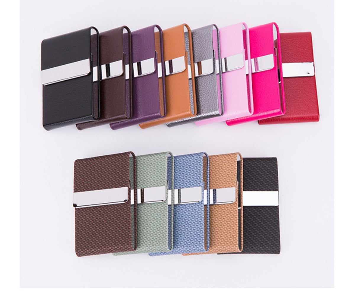 Business Card Cases PU Leather Name Card Holders Stainless Steel Multi Card Holders for Men Women