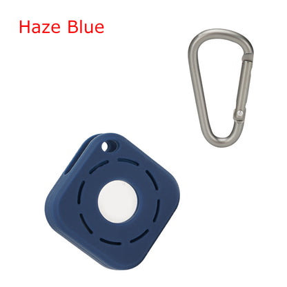 Square Silicone Key Tag Tracker Cover Access Card Sleeve Anti-Lost Protector Holder W/ Carabiner