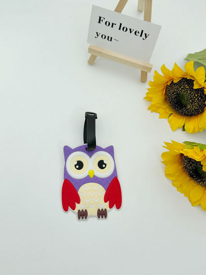 Owl-shaped 3D PVC Luggage Tag 3D Raised Soft Luggage Label for Suitcases