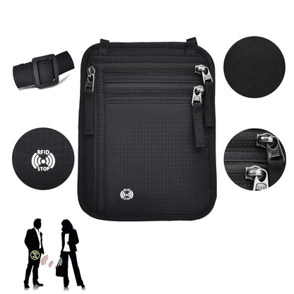 Water Resistant RFID Passport Holder Bag Travel Neck Wallet